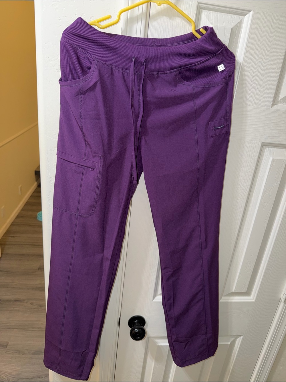 Cherokee Women’s Deep Purple Cargo Scrub Joggers with Drawstring